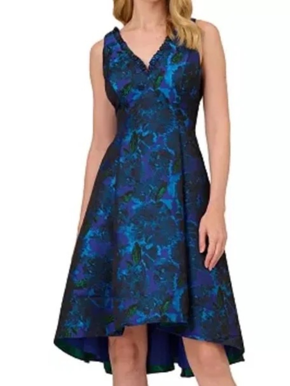 Women’s Adrianna Papell Dress Floral Jacquard New NWT 14 W Blue
